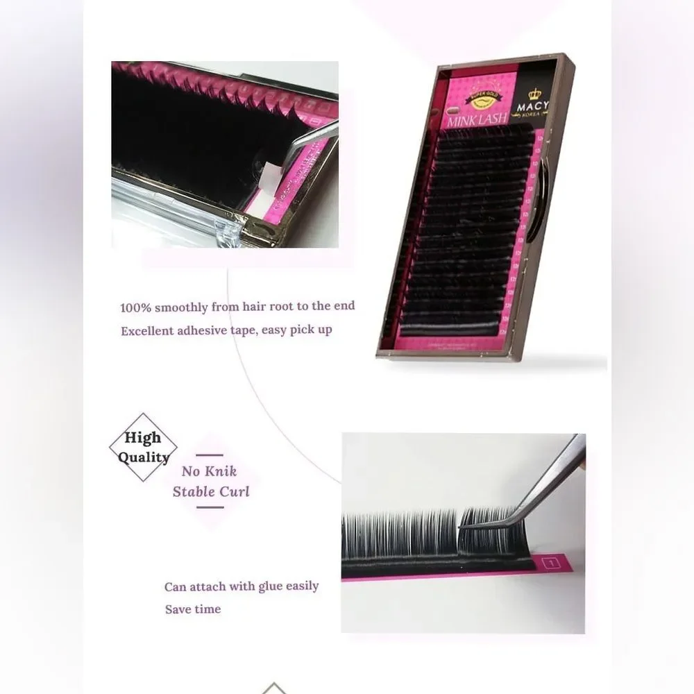 Macy Korea Eyelash Extensions Mink Lashes (Set of 2) B/ 0.07 x11 mm C 0.05 x10mm